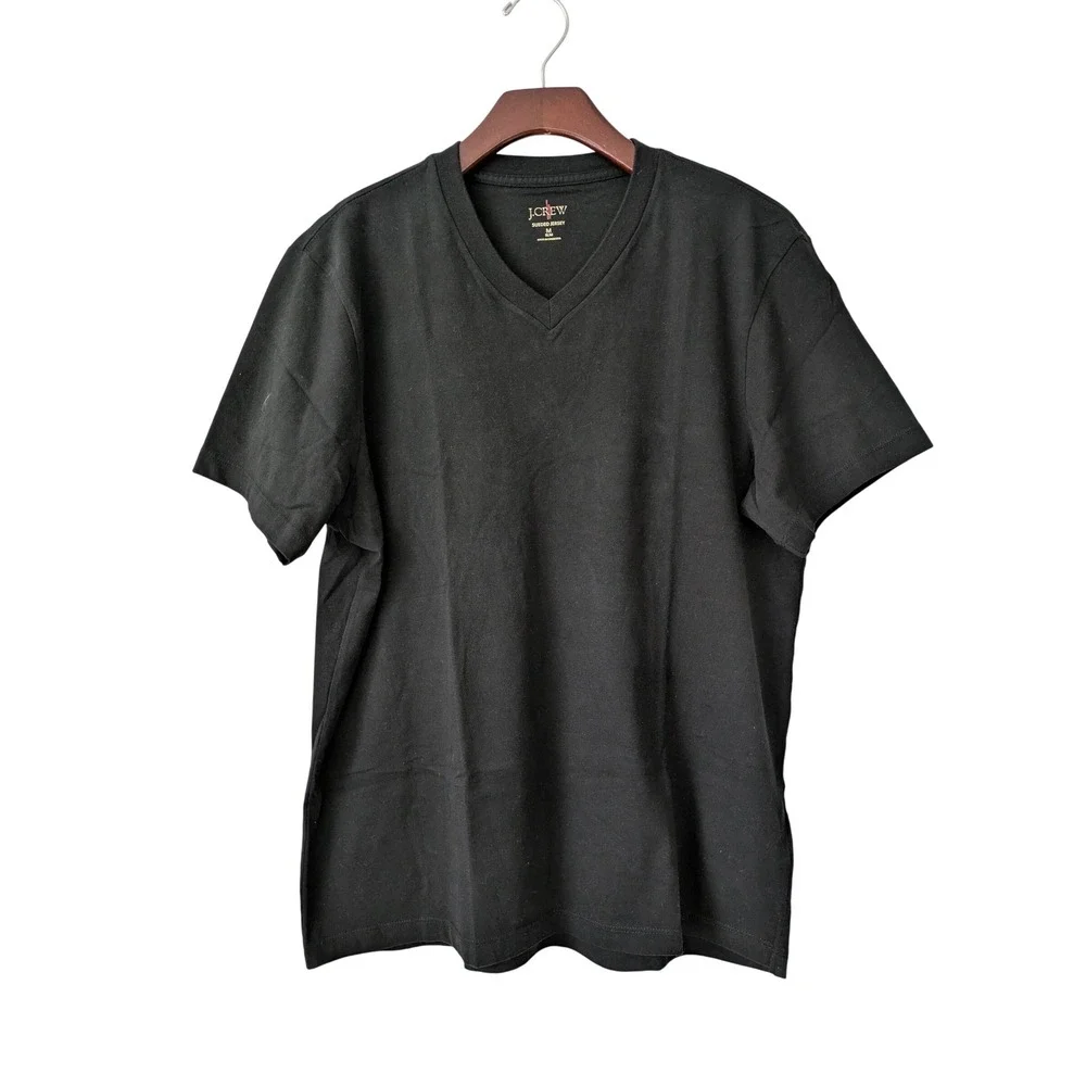 J. Crew Sueded Cotton V-Neck T-Shirt Slim Mens Size M Black BW867